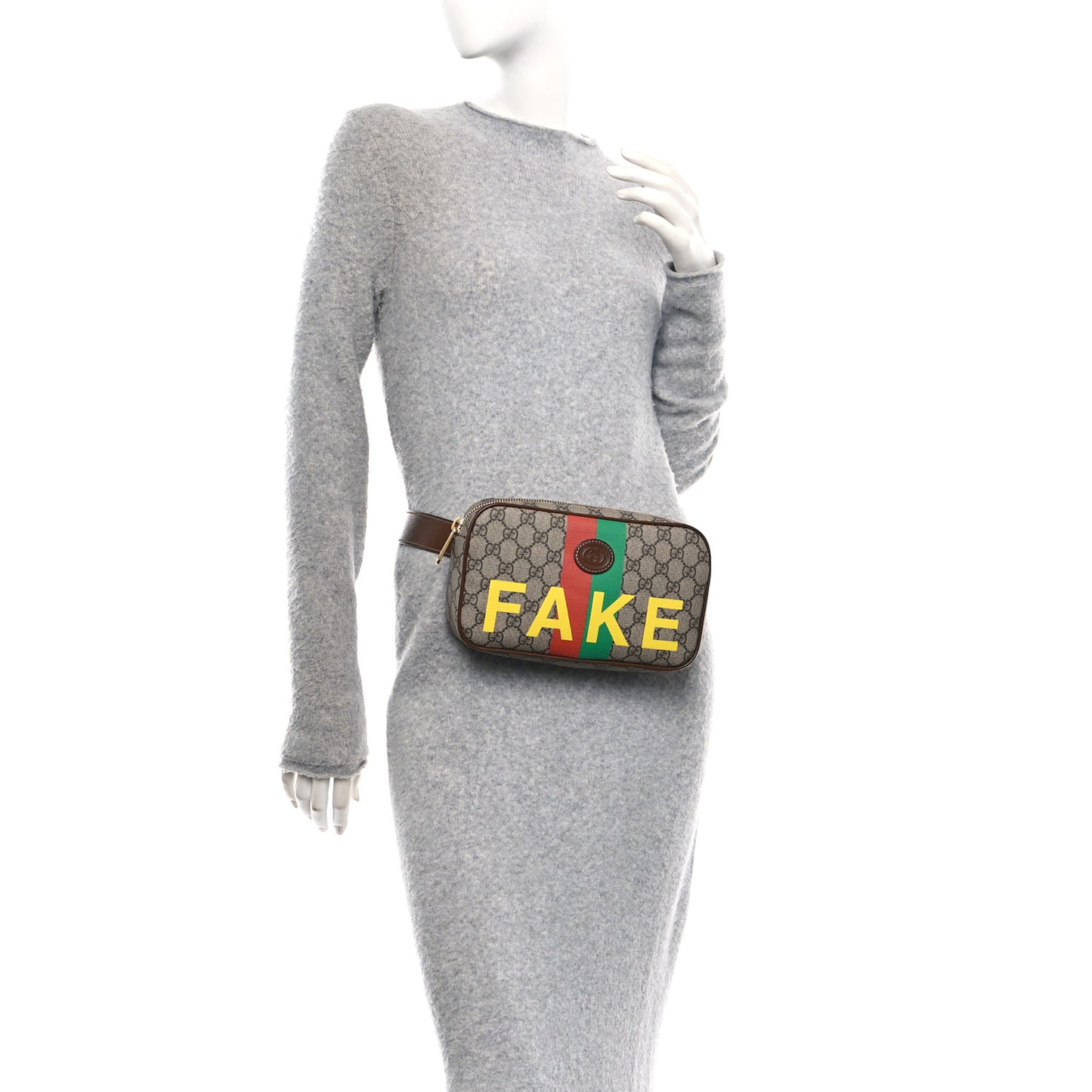 GG Supreme Monogram Azalea Calfskin Fake/Not Small Retro Interlocking G Belt Bag 120 48 Beige Ebony Brown Sugar
