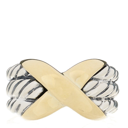 David Yurman Sterling Silver 14K Yellow Gold X Triple Row Ring 50 5.25 1 of 5