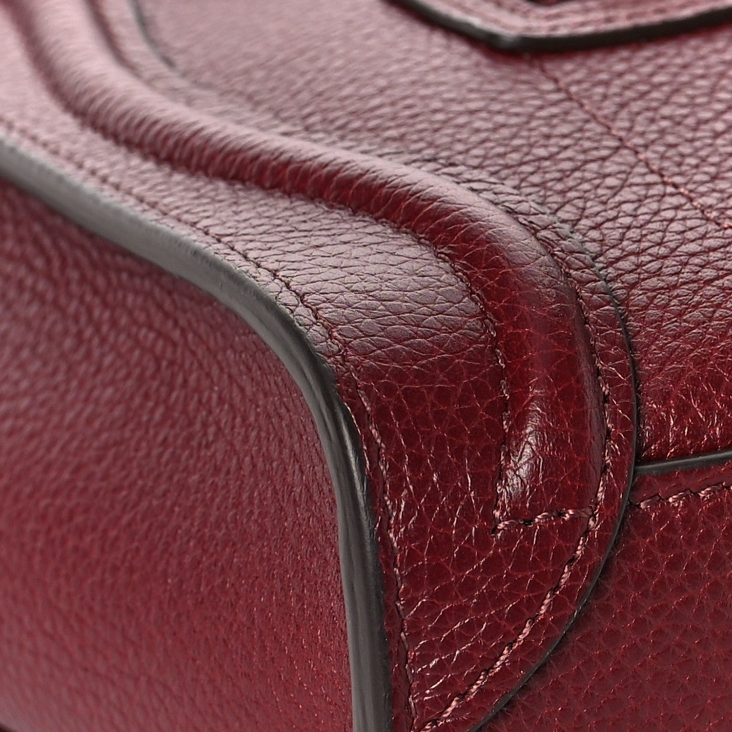 Celine Drummed Calfskin Nano Luggage Light Burgundy 6 of 7