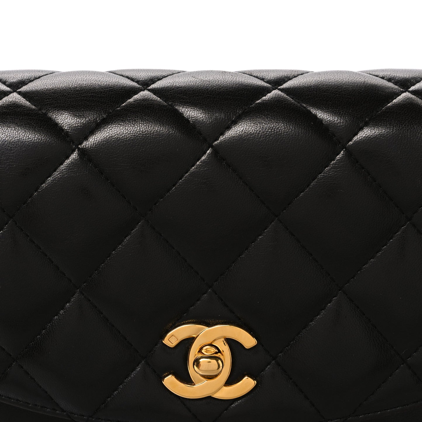Lambskin Quilted Flap Shoulder Bag Black