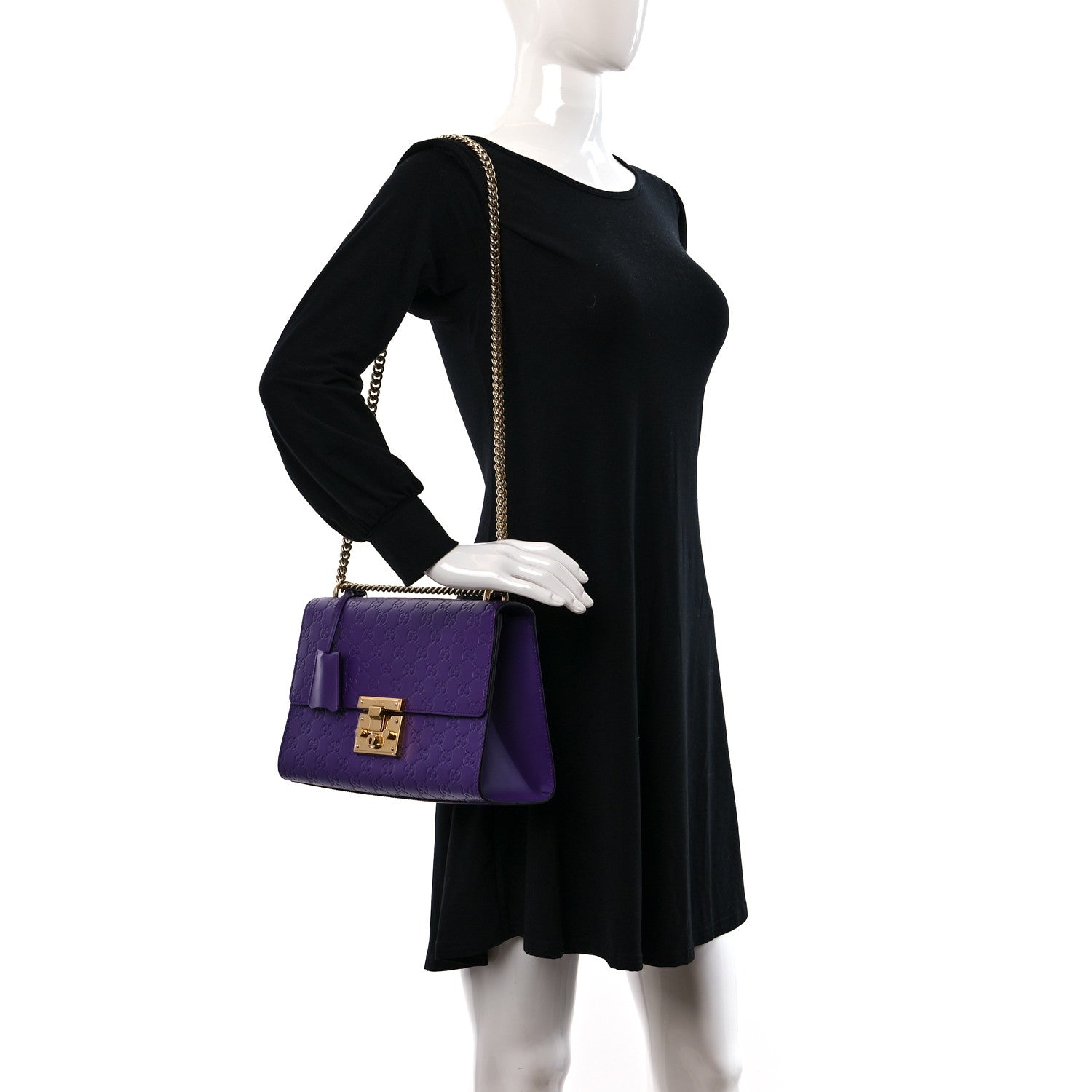 Gucci Guccissima Medium Padlock Shoulder Bag Purple 2 of 9