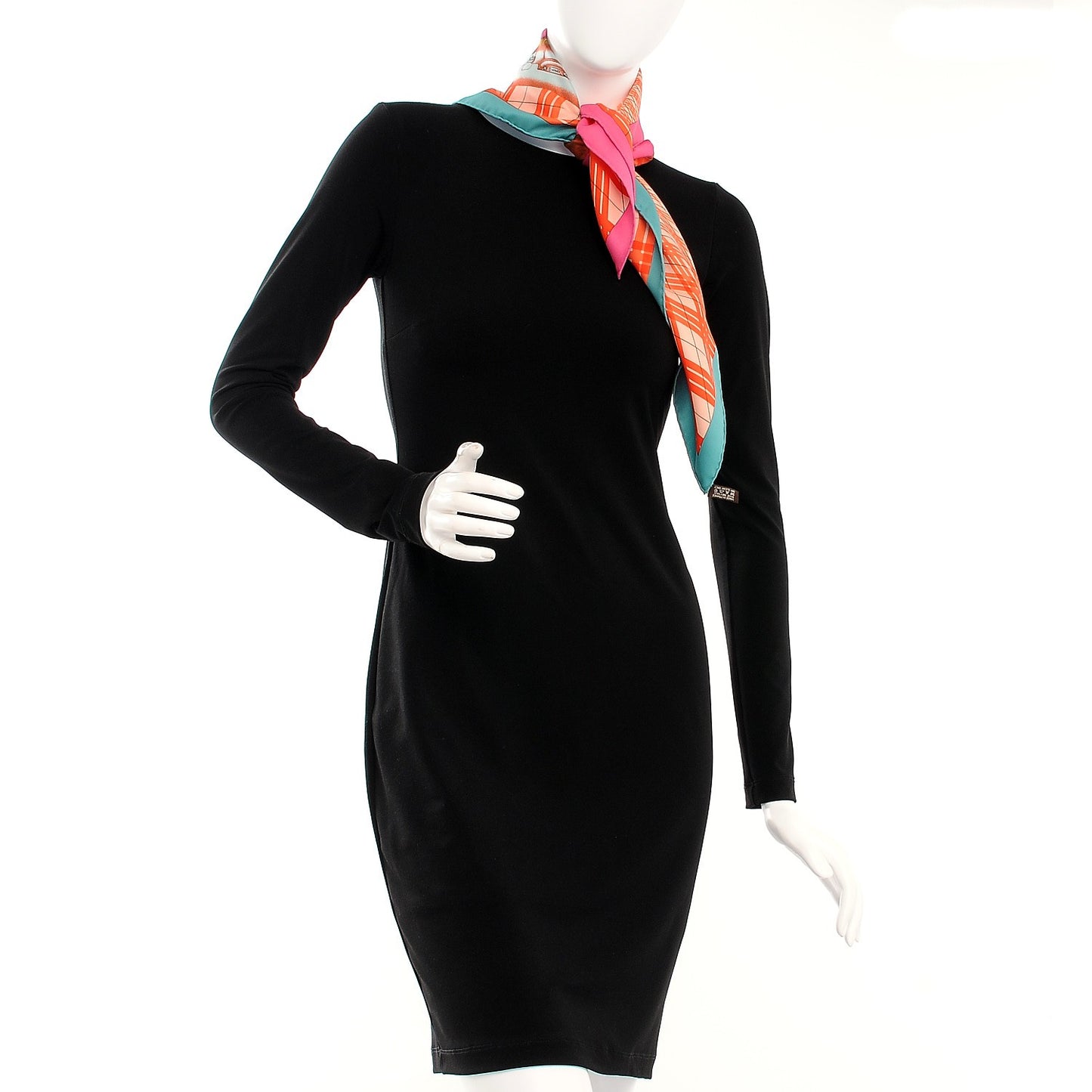 Silk H En Voyage Scarf 70 Bleu Canard Rose Vif Corail