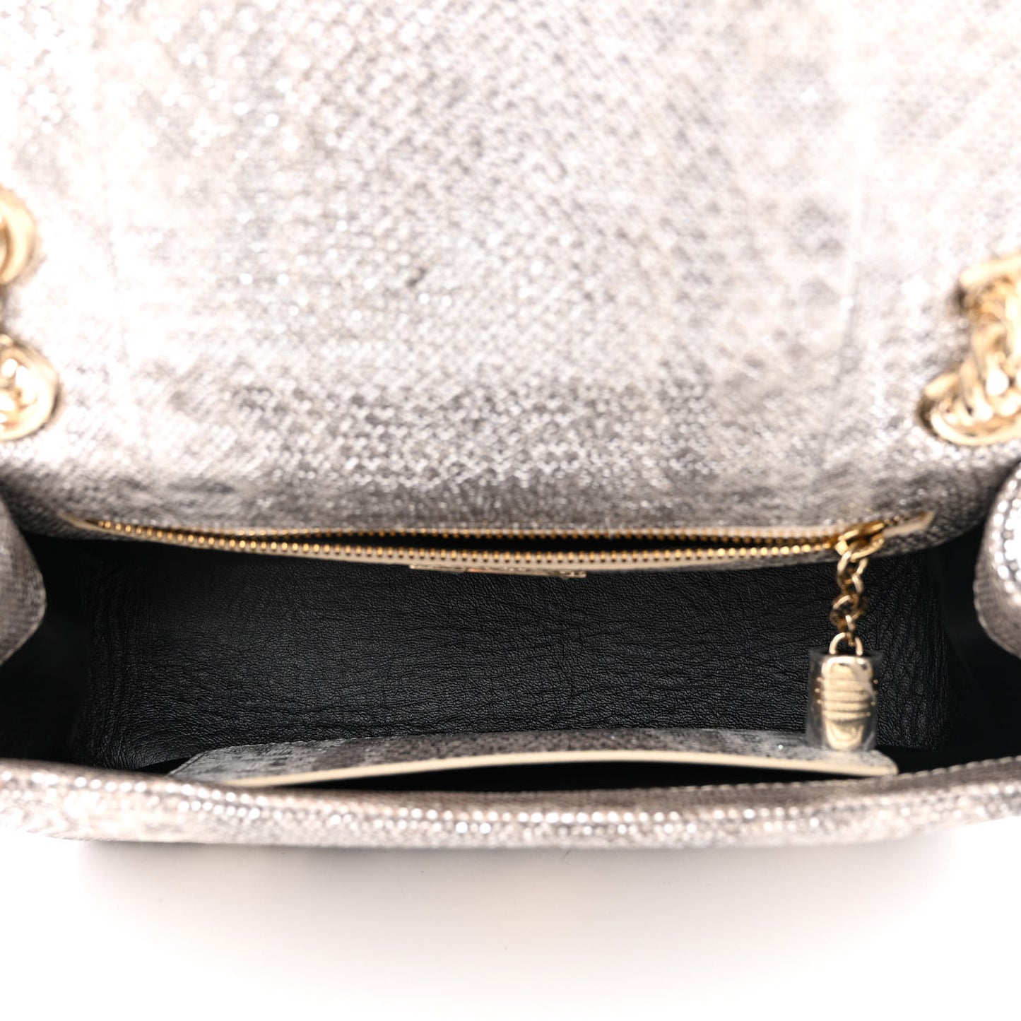 Shiny Karung Matelasse Mini Serpenti Cabochon Crossbody Silver