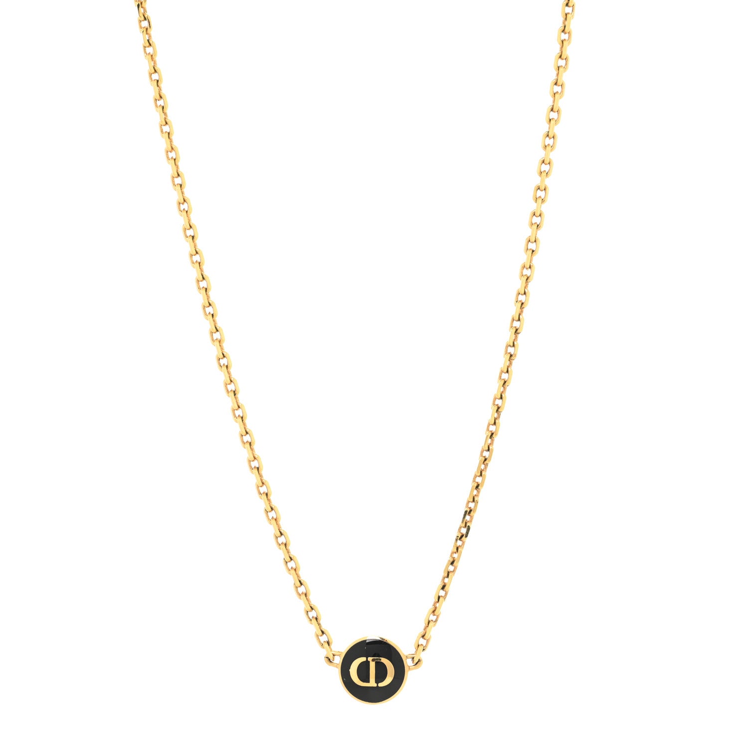 Christian Dior Metal CD Logo Necklace Gold Black 1 of 3