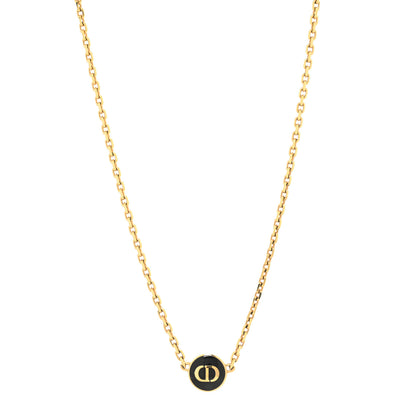 Christian Dior Metal CD Logo Necklace Gold Black 1 of 3