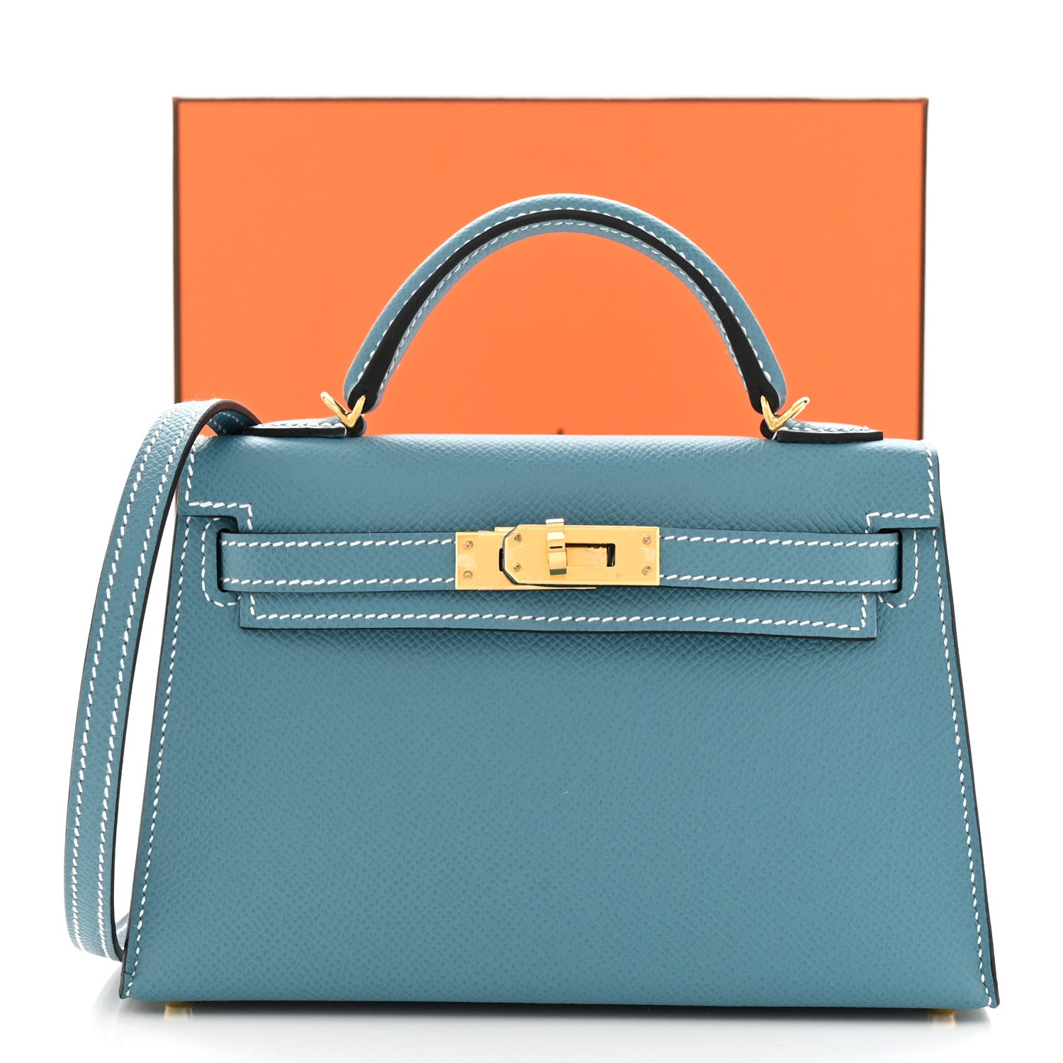 Hermes Epsom Mini Kelly Sellier 20 New Blue Jean 10 of 10