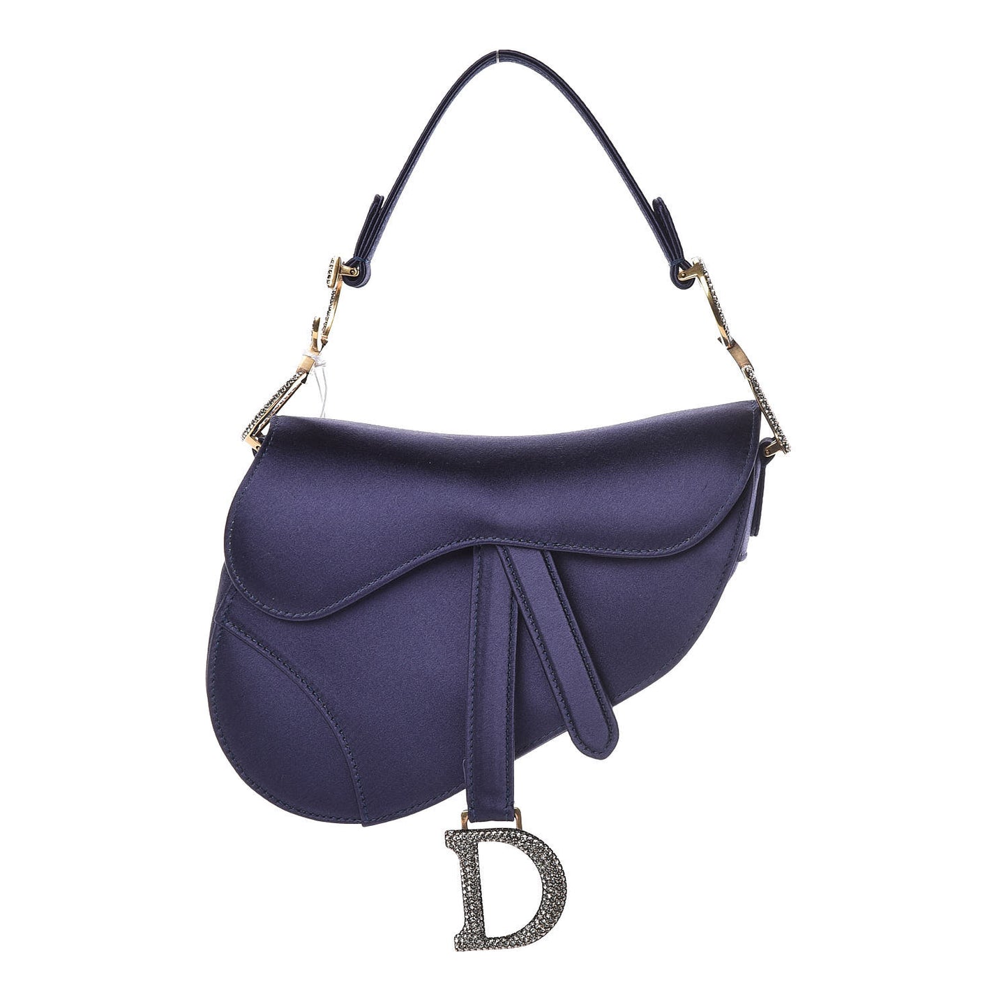 Satin Crystal Mini Saddle Bag Blue