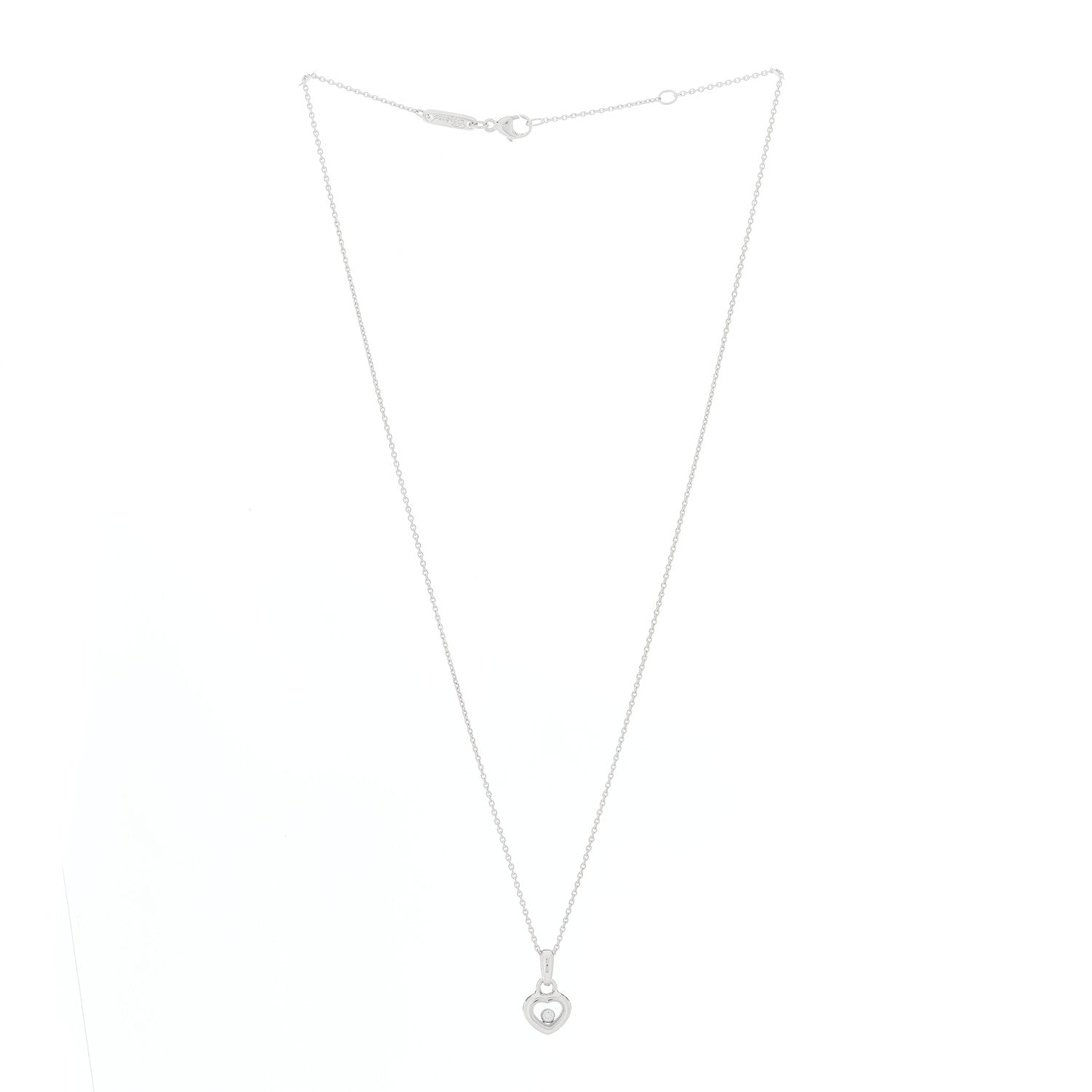 Chopard 18K White Gold Happy Diamonds Icons Heart Pendant Necklace 2 of 5