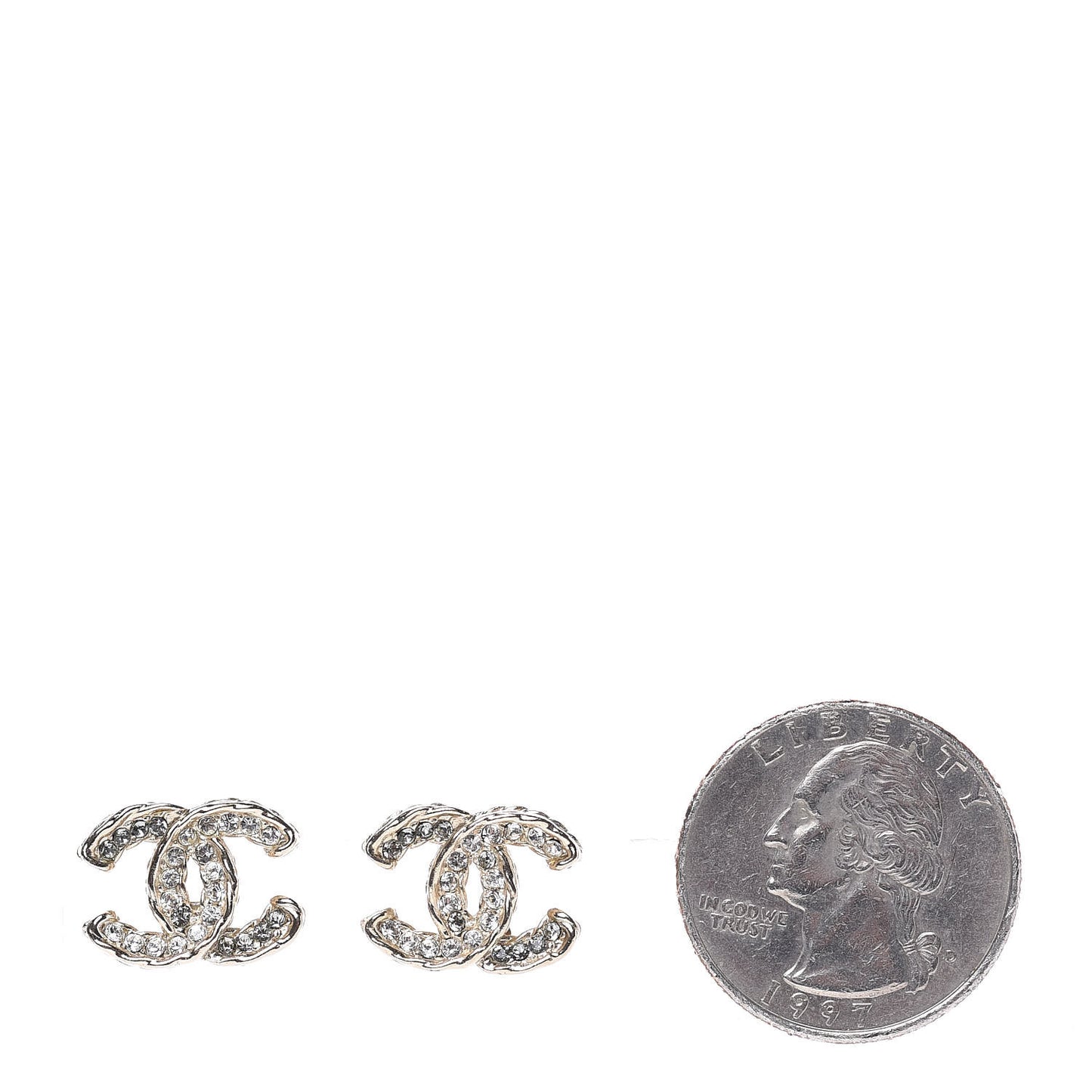 Crystal CC Earrings Light Gold