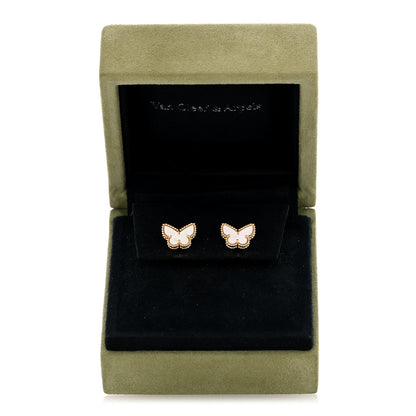 Van Cleef & Arpels 18K Yellow Gold Mother of Pearl Sweet Alhambra Butterfly Earrings 5 of 5