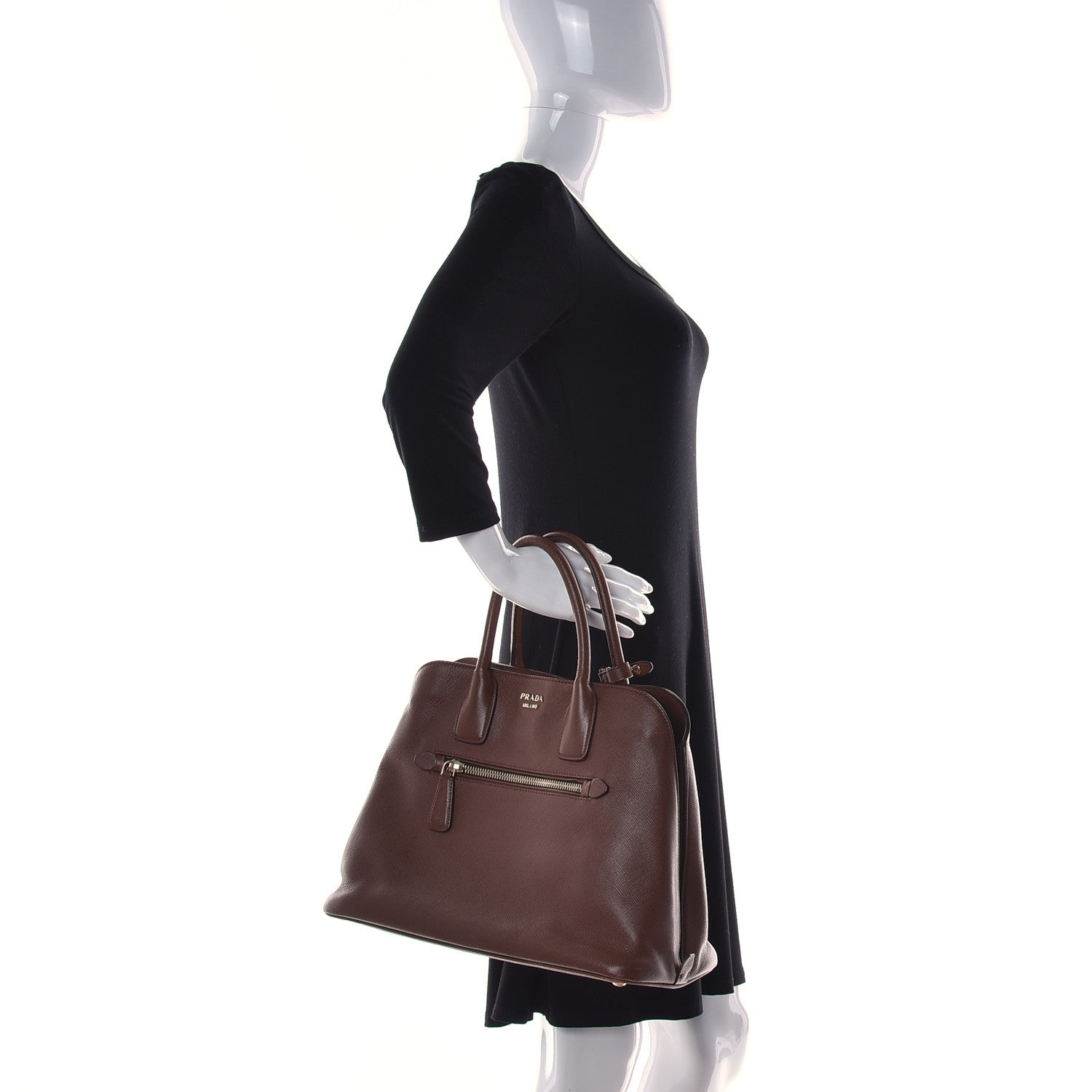 Prada Saffiano Cuir Open Promenade Tote Palissandro 3 of 15