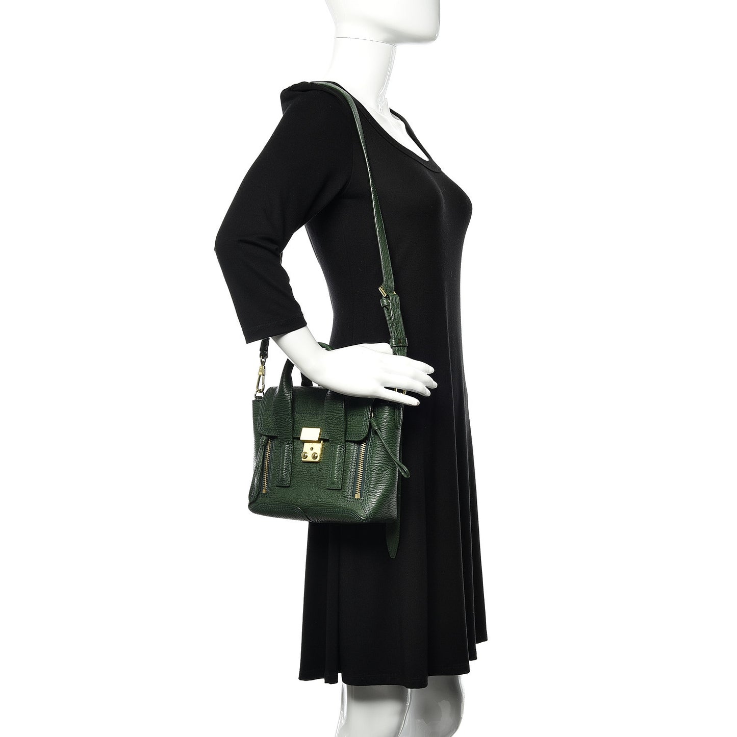3.1 Textured Calfskin Mini Pashli Satchel Jade