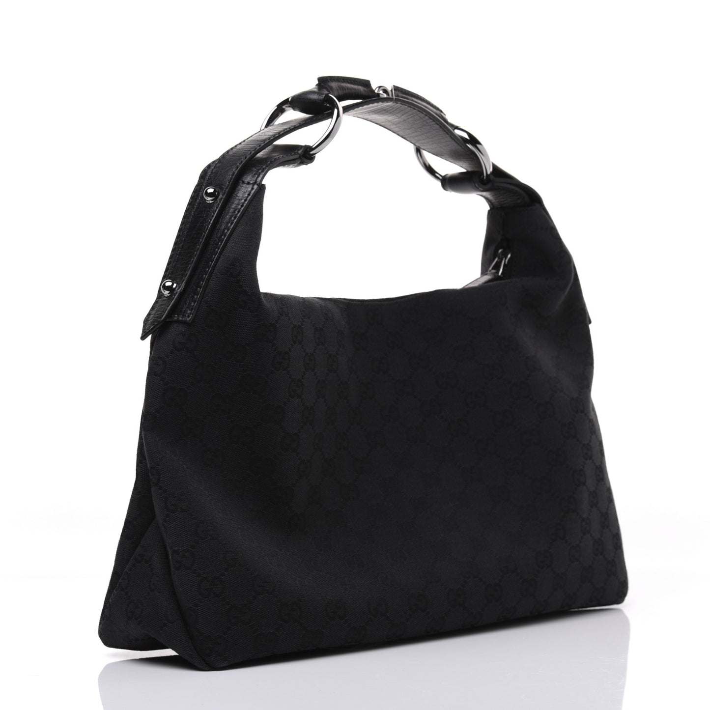 Monogram Medium Horsebit Chain Hobo Black