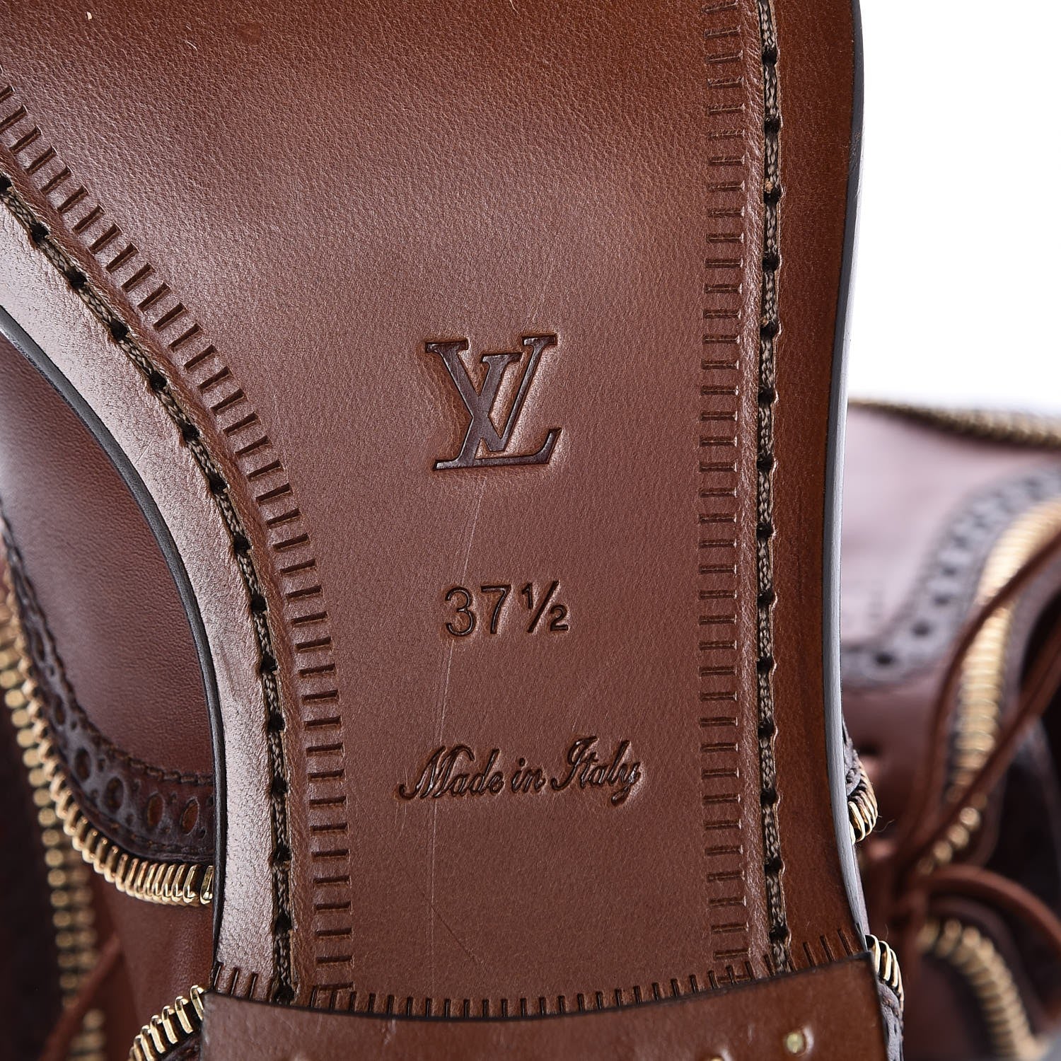 Louis Vuitton Calfskin Tomboy Richelieu Oxford Flats 37.5 Cognac 6 of 8