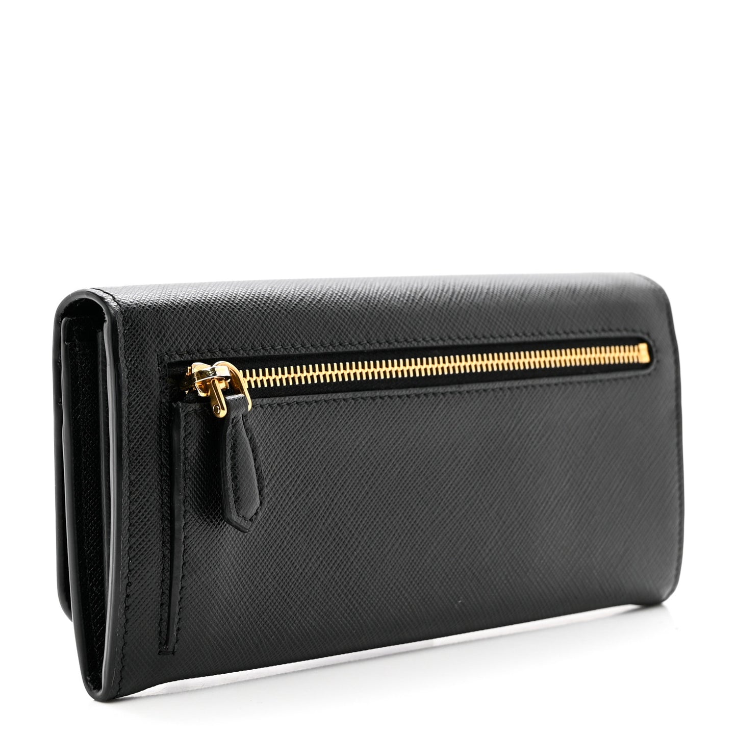 Saffiano Metal Continental Flap Wallet Black