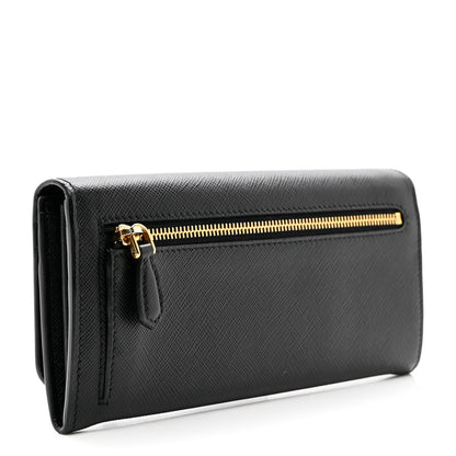 Prada Saffiano Metal Continental Flap Wallet Black 4 of 8