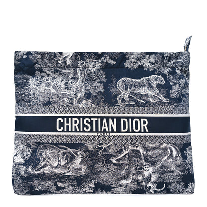 Christian Dior Technical Fabric Toile De Jouy Reverse Diortravel Zipped Pouch Blue Multicolor 1 of 8