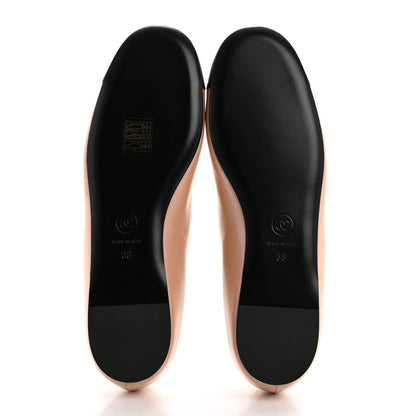 Chanel Lambskin Grosgrain Pearl Mary Jane Flats 38 Beige Black 5 of 9