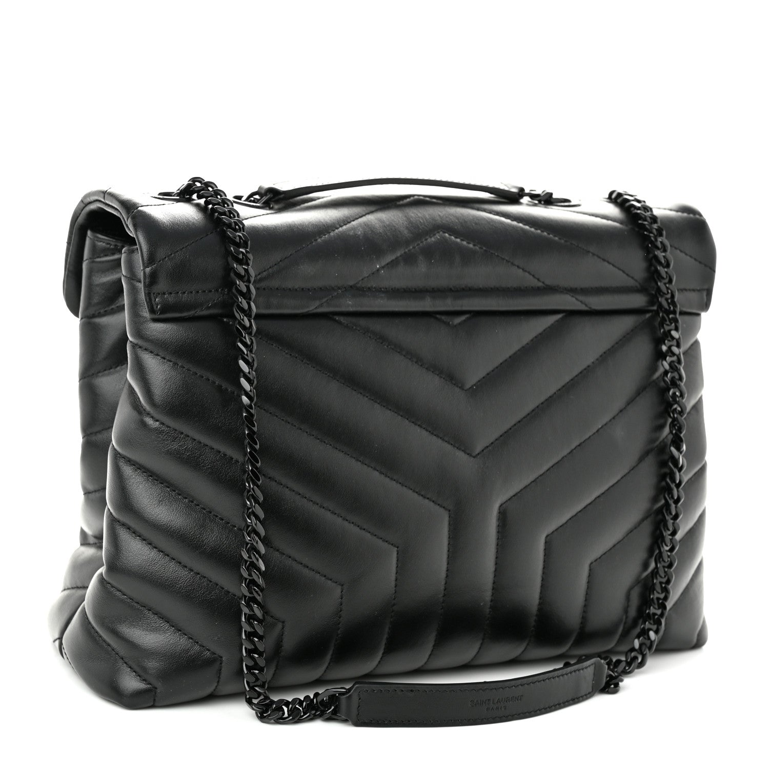 Saint Laurent Calfskin Y Quilted Monogram Monochrome Medium Loulou Chain Satchel Black 3 of 11