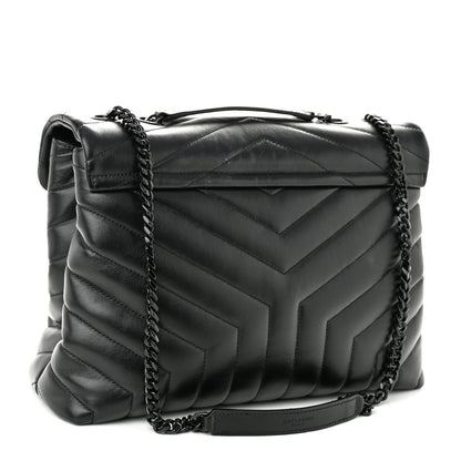 Saint Laurent Calfskin Y Quilted Monogram Monochrome Medium Loulou Chain Satchel Black 3 of 11