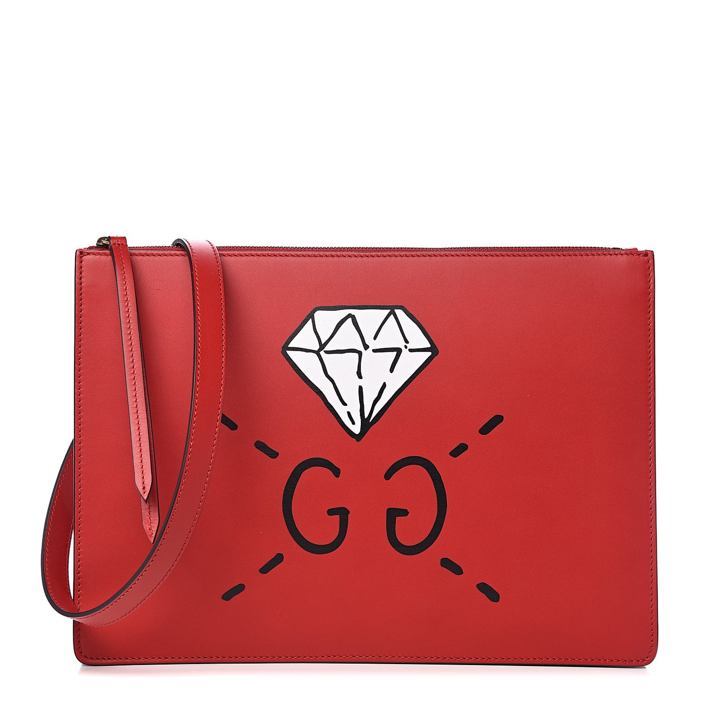 Calfskin Diamond GG Messenger Bag Red