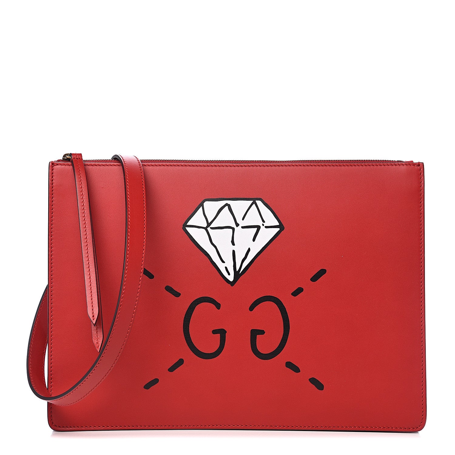 Gucci Calfskin Diamond GG Messenger Bag Red 1 of 10