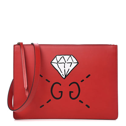 Gucci Calfskin Diamond GG Messenger Bag Red 1 of 10