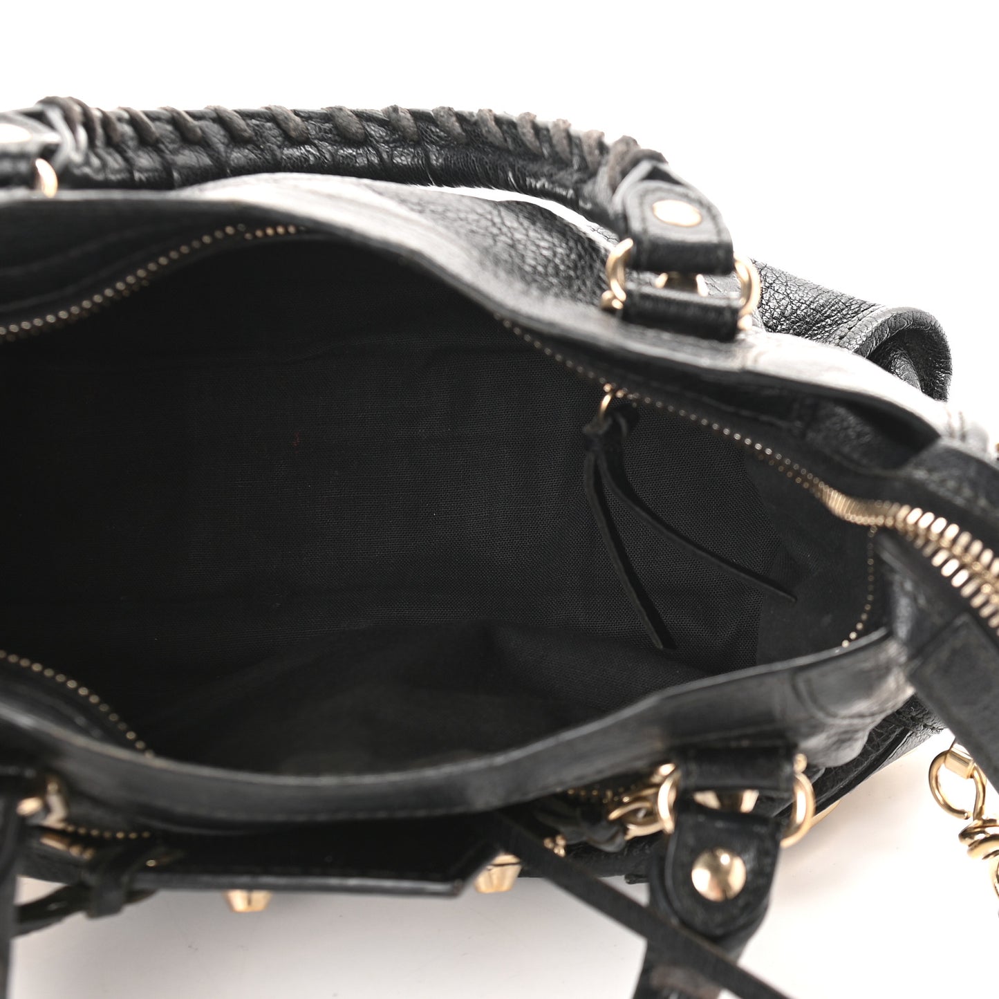 Chevre Gold Metallic Edge Hardware Mini City Black