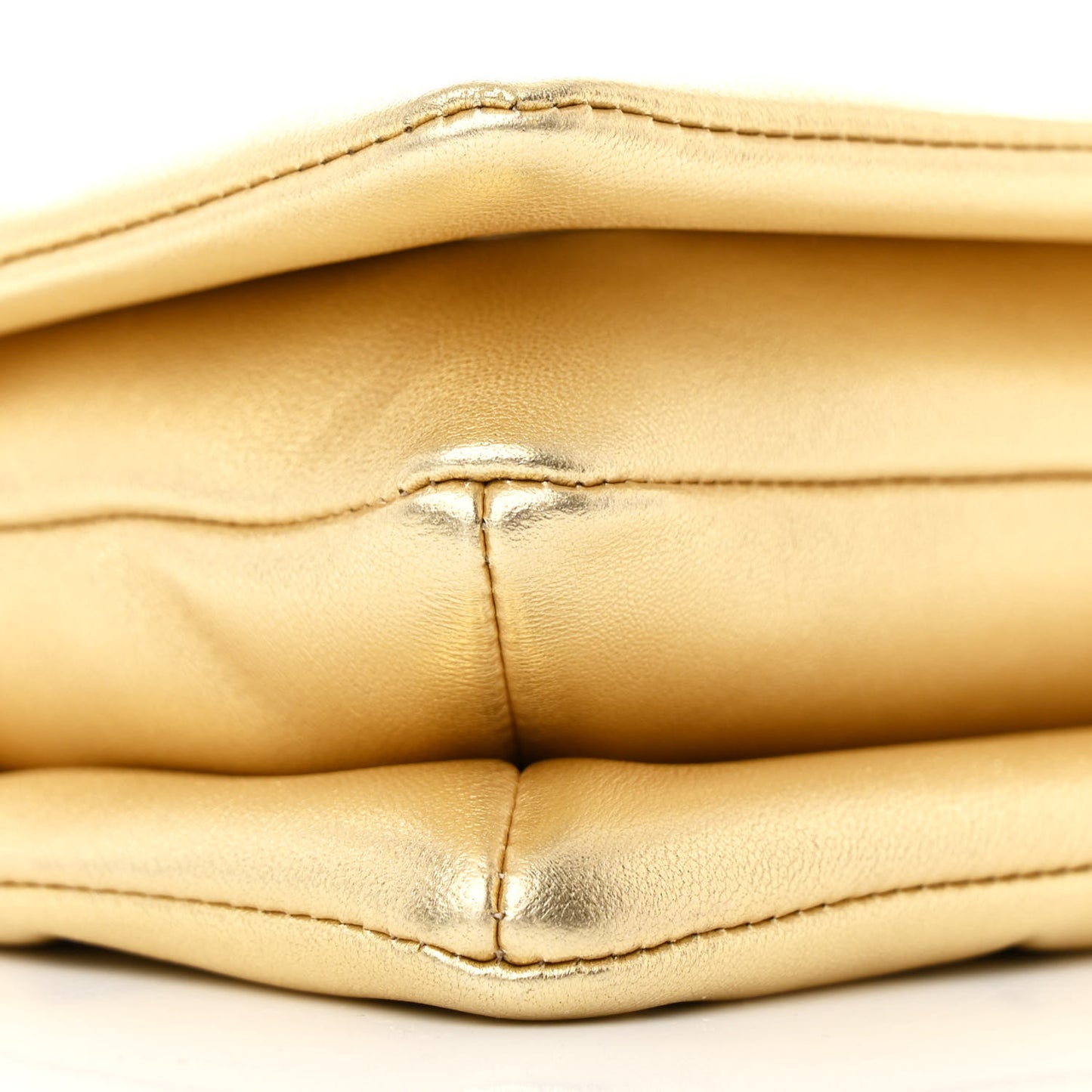 Metallic Lambskin Embossed Monogram Pochette Coussin Gold