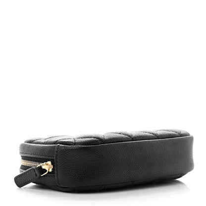 Chanel Caviar Quilted Small Curvy Pouch Cosmetic Case Black 4 of 7