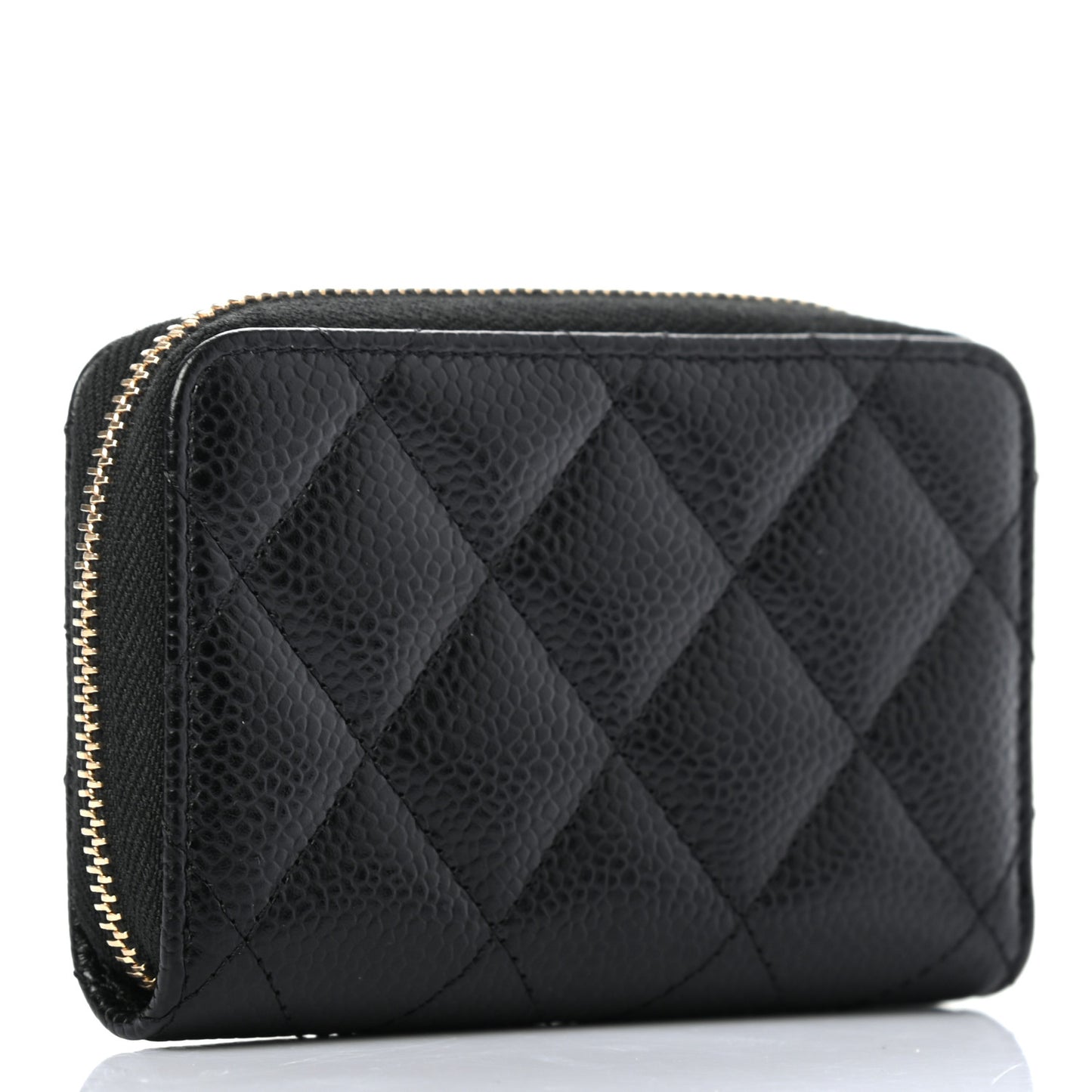 Caviar Quilted Zip Coin Purse Black