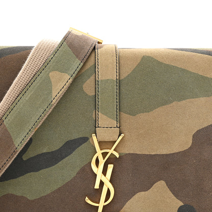 Saint Laurent Suede Monogram University Camouflage Shoulder Bag Green 7 of 10
