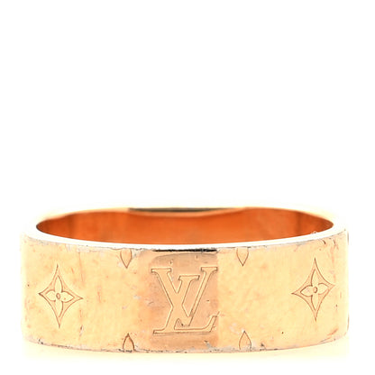 Louis Vuitton Brass Monogram Engraved Nanogram Ring S 53 6.25 Pink Gold 3 of 5