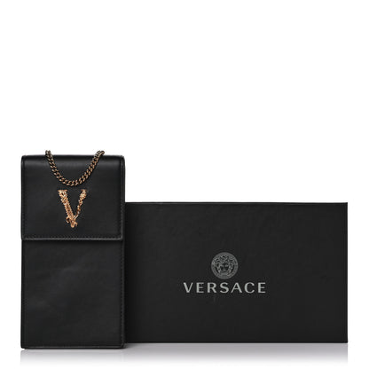 Versace Vitello Medallion Cell Phone Crossbody Black 12 of 12