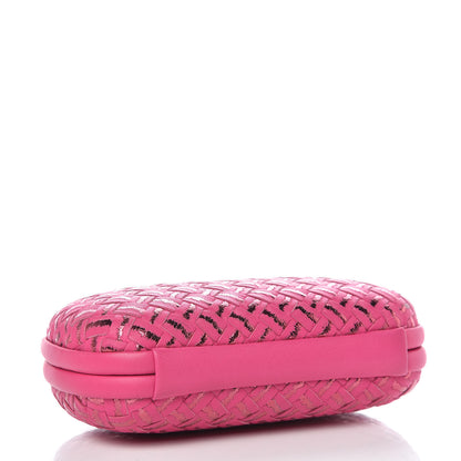 Bottega Veneta Nappa Intrecciato Metallic Placcato Knot Clutch Rose Shock 4 of 13