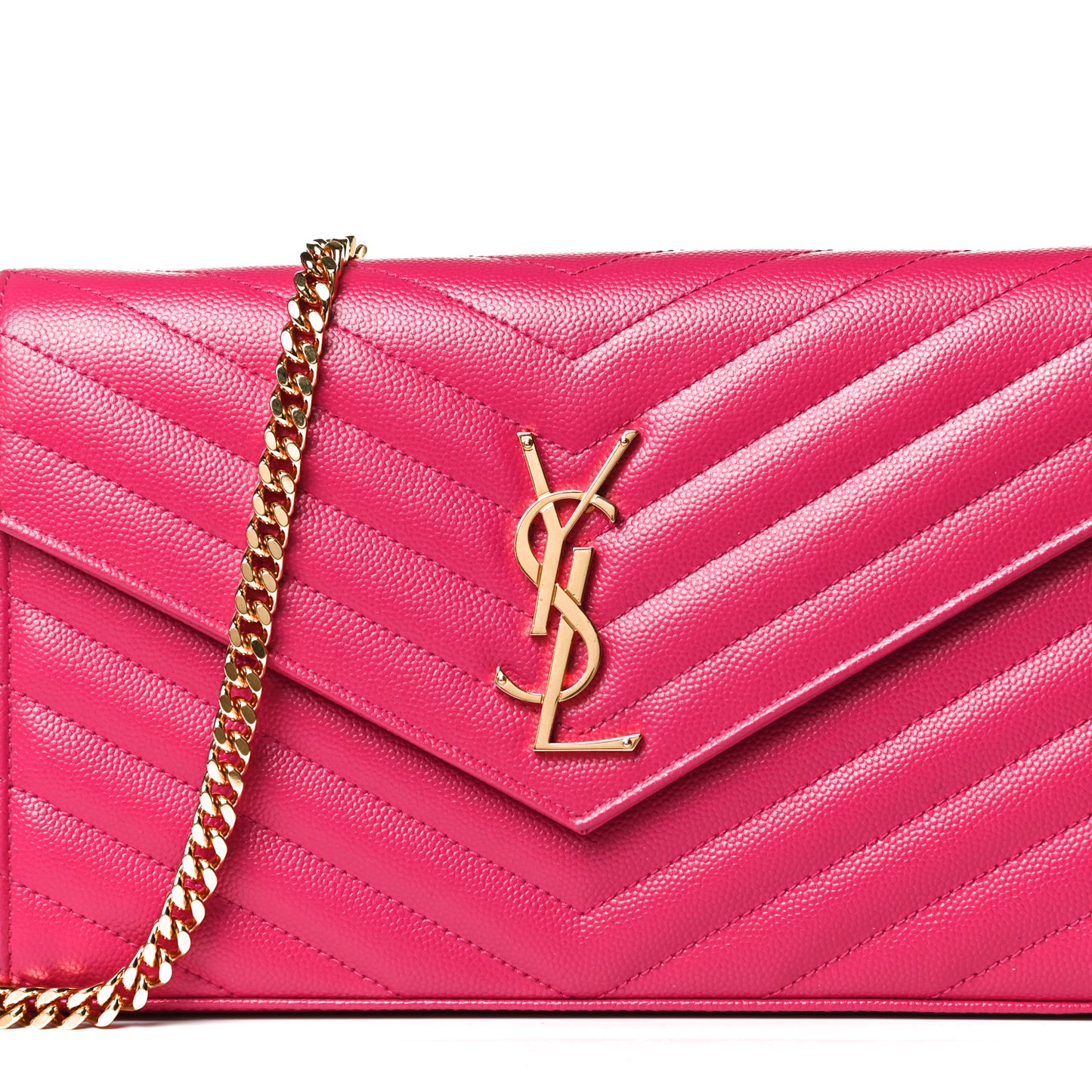 Grain De Poudre Matelasse Chevron Monogram Chain Wallet Bubblegum
