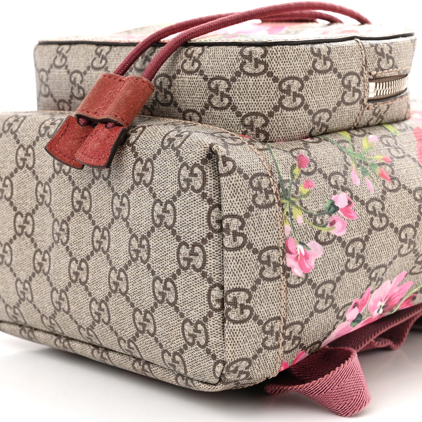 GG Supreme Monogram Blooms Small Single Buckle Backpack Beige Multicolor Dry Rose