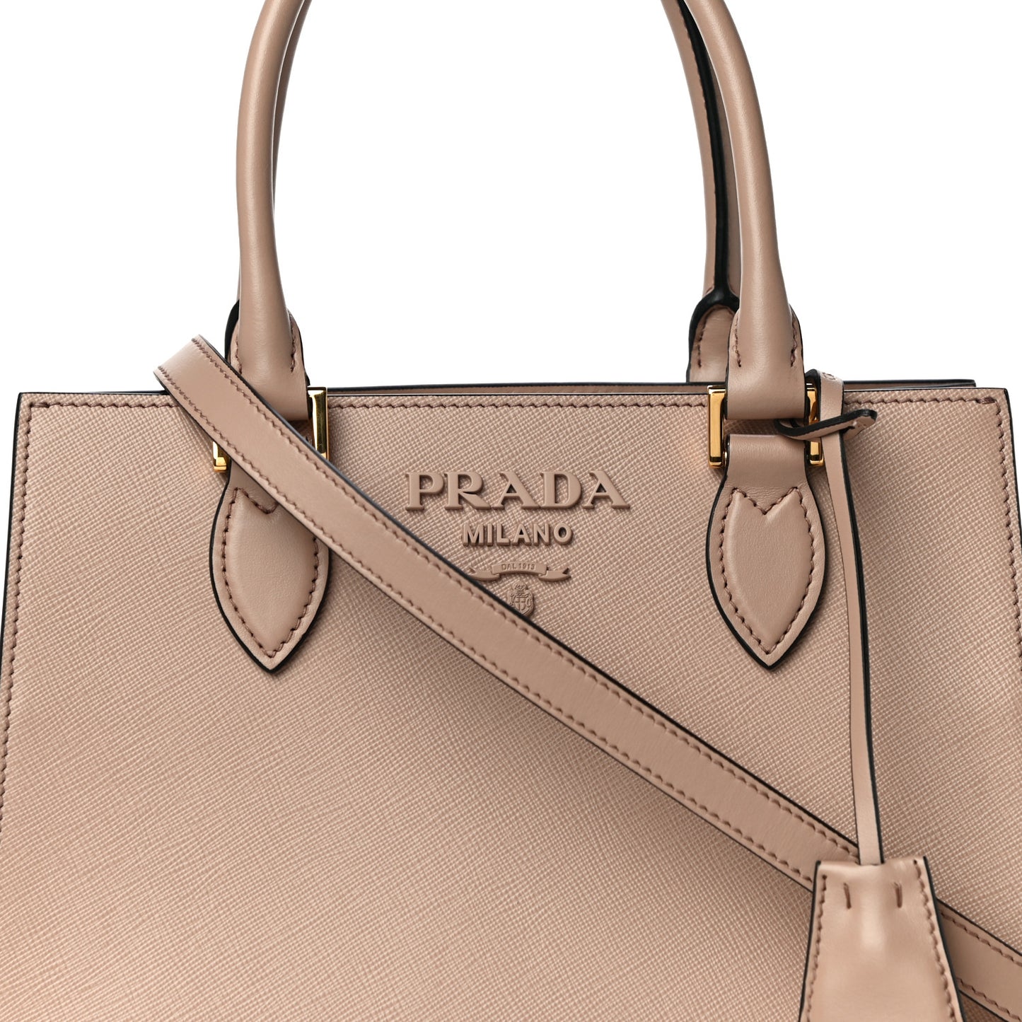 Saffiano Soft Calfskin Monochrome Top Handle Frame Bag Cipria