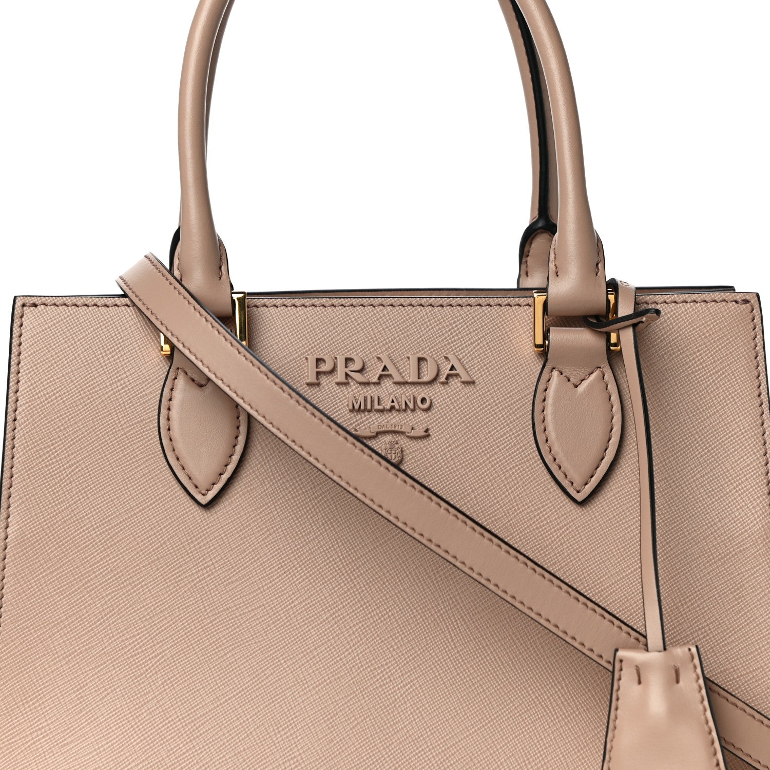 Prada Saffiano Soft Calfskin Monochrome Top Handle Frame Bag Cipria 7 of 9