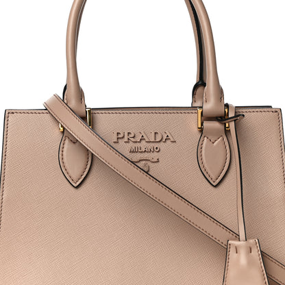 Prada Saffiano Soft Calfskin Monochrome Top Handle Frame Bag Cipria 7 of 9