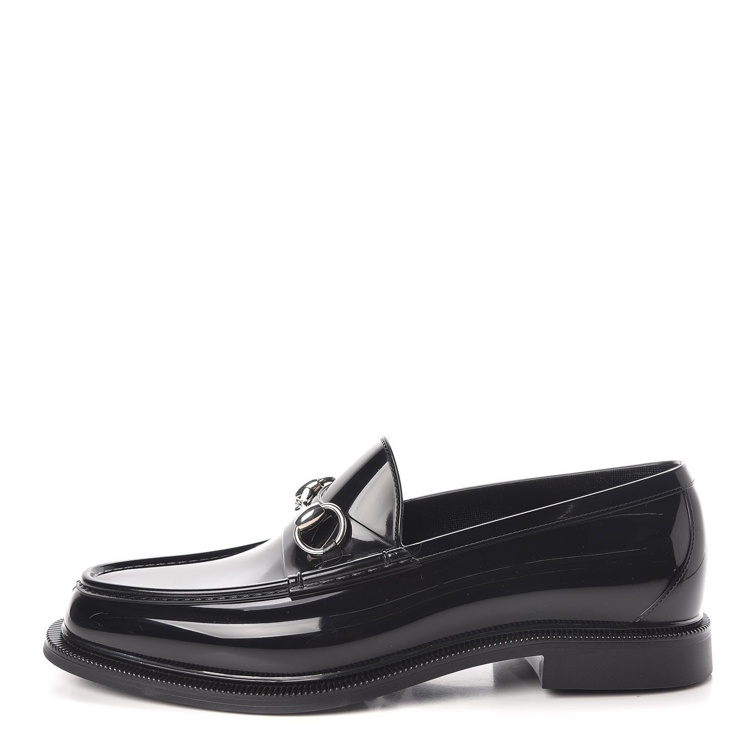 Gucci Rubber Mens Horsebit Moccasin Loafers 6 Black 1 of 8