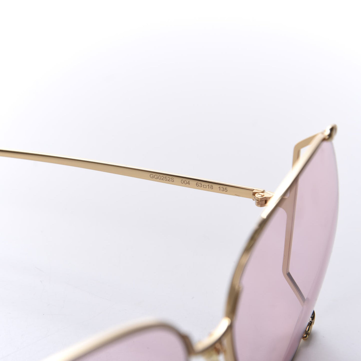 Metal Oversized Round Sunglasses GG0252S Gold Pink