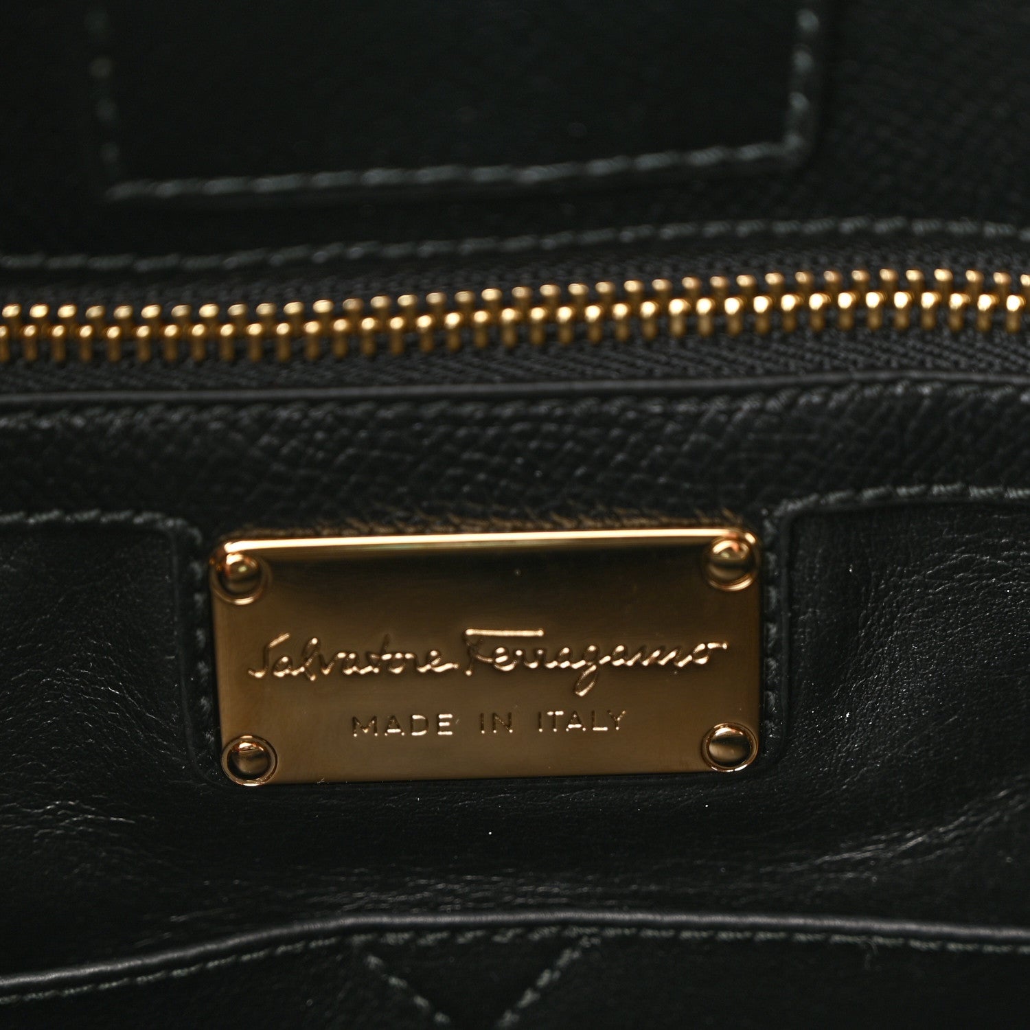 Salvatore Ferragamo Hammered Calfskin Vara Bow Chain Tote Black 6 of 9