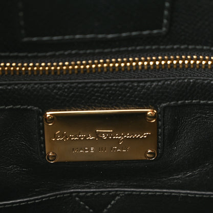 Salvatore Ferragamo Hammered Calfskin Vara Bow Chain Tote Black 6 of 9