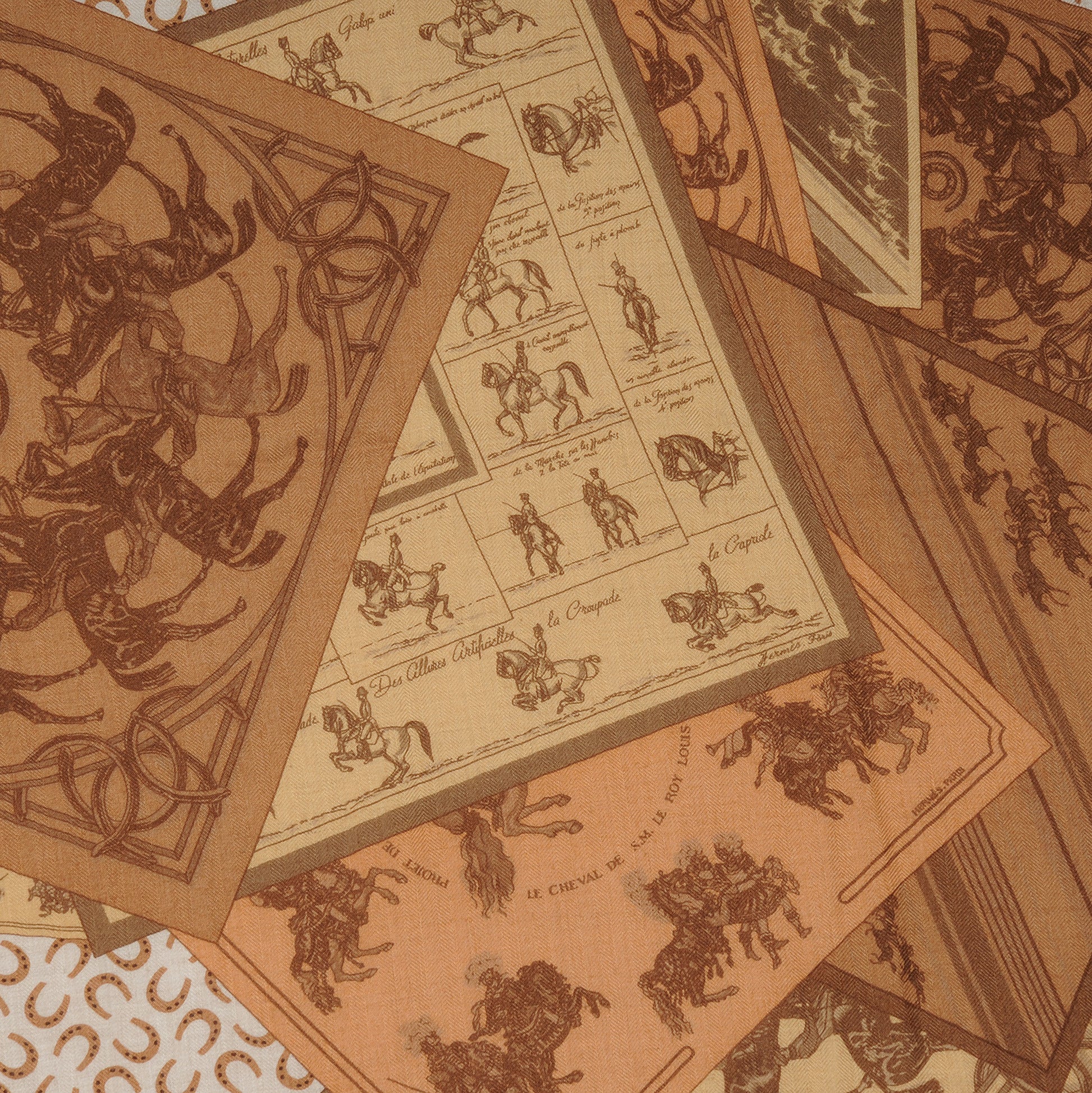Hermes Cashmere Silk A Cheval Sur Mon Carre Shawl GM 140 1 of 5