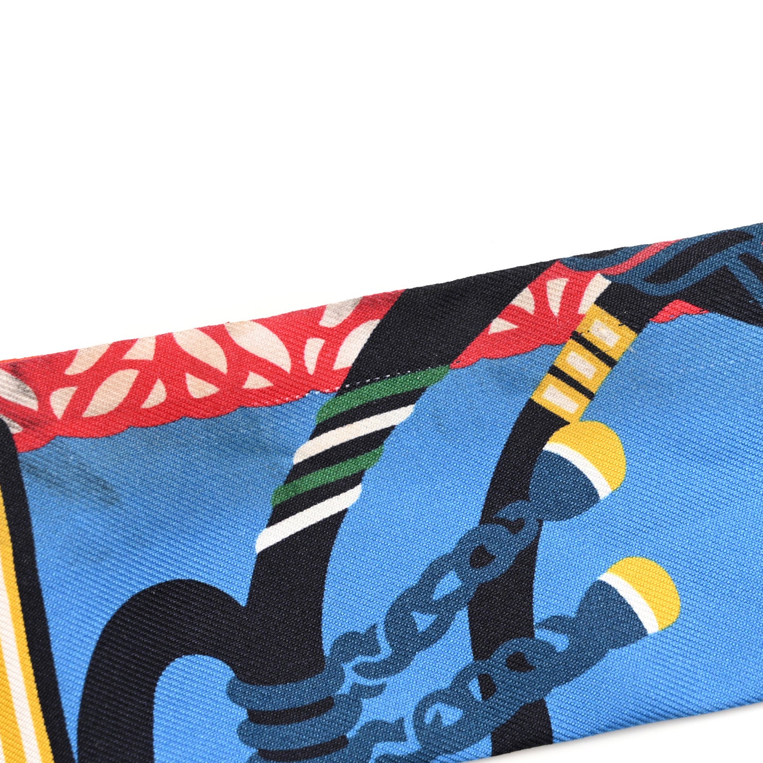 Hermes Silk Fantaisie D'Etriers Twilly Qu Bleu Azur Vermillo 5 of 6