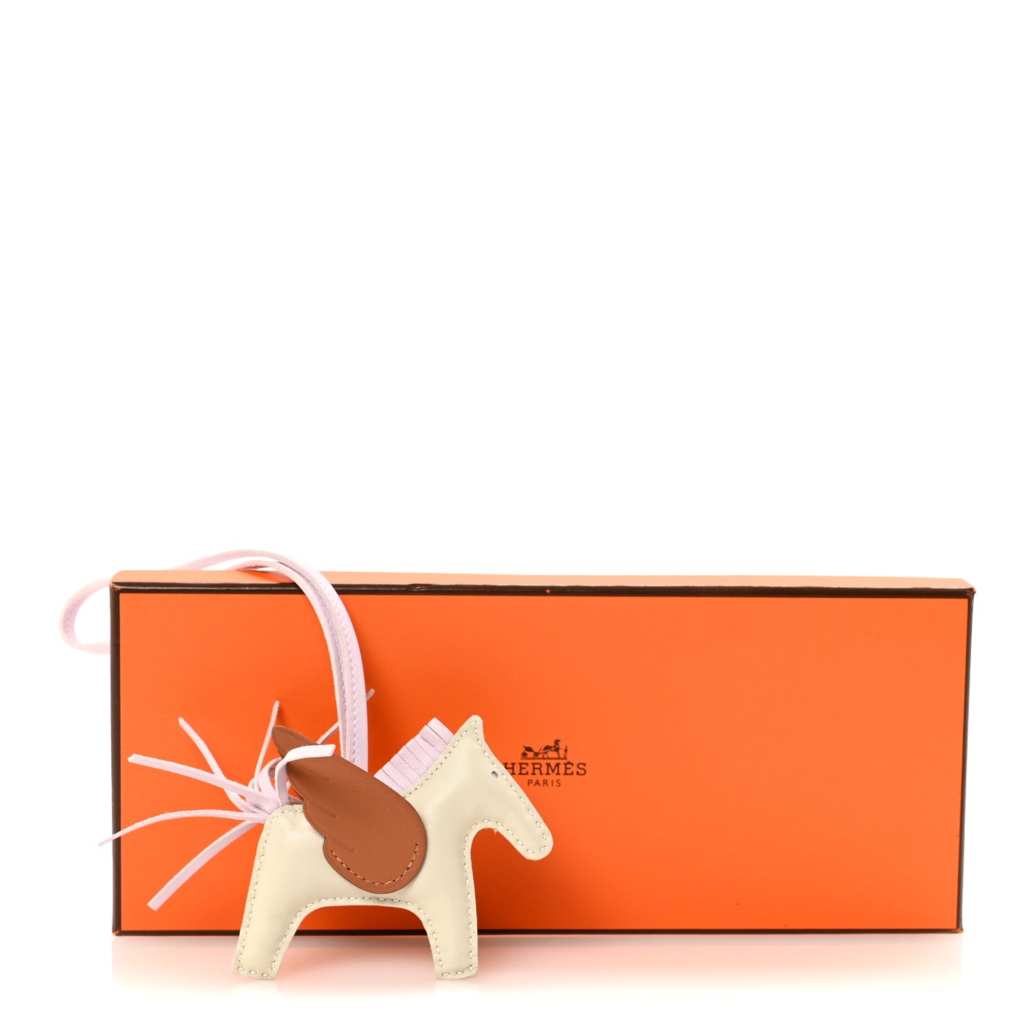 Hermes Milo Lambskin Grigri Rodeo Pegase Horse Bag Charm PM Craie Gold Mauve Pale 4 of 4