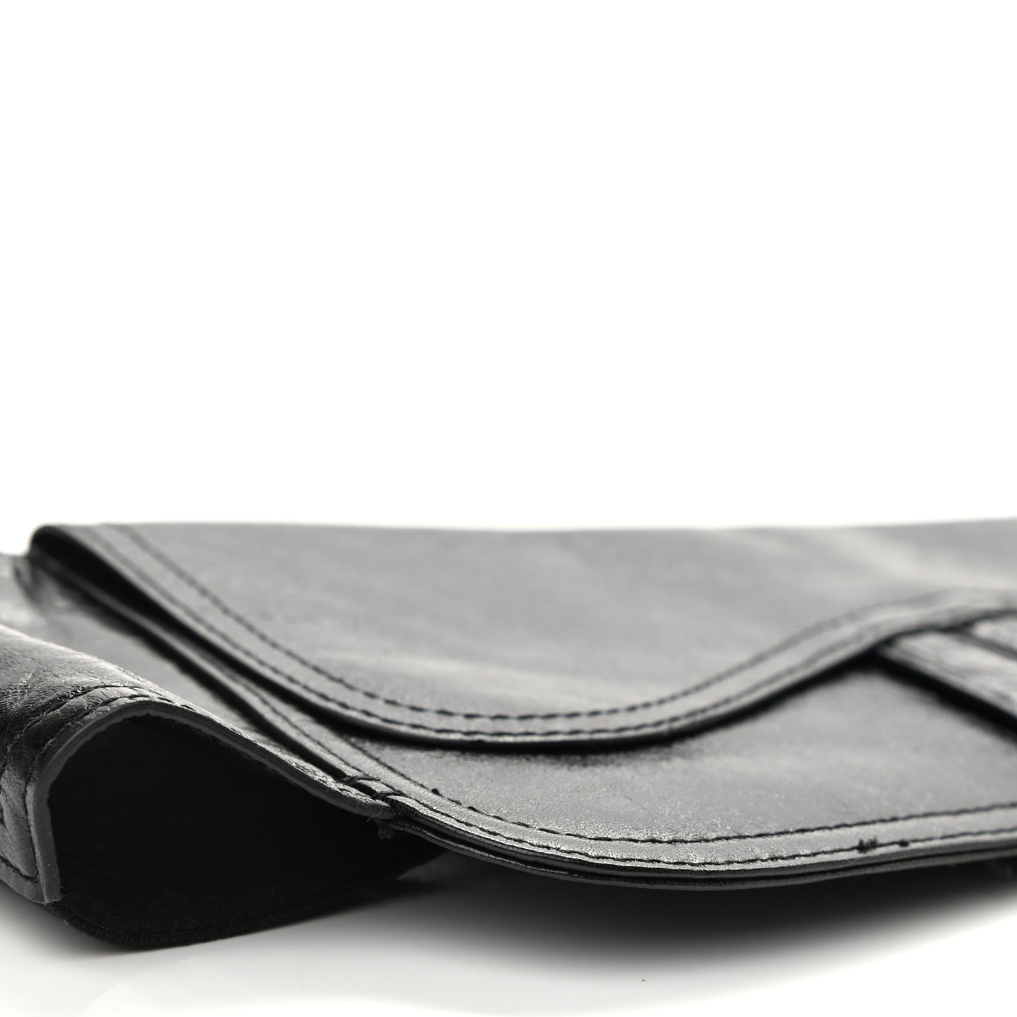 Crinkled Lambskin 135mm Saddle Belt Black