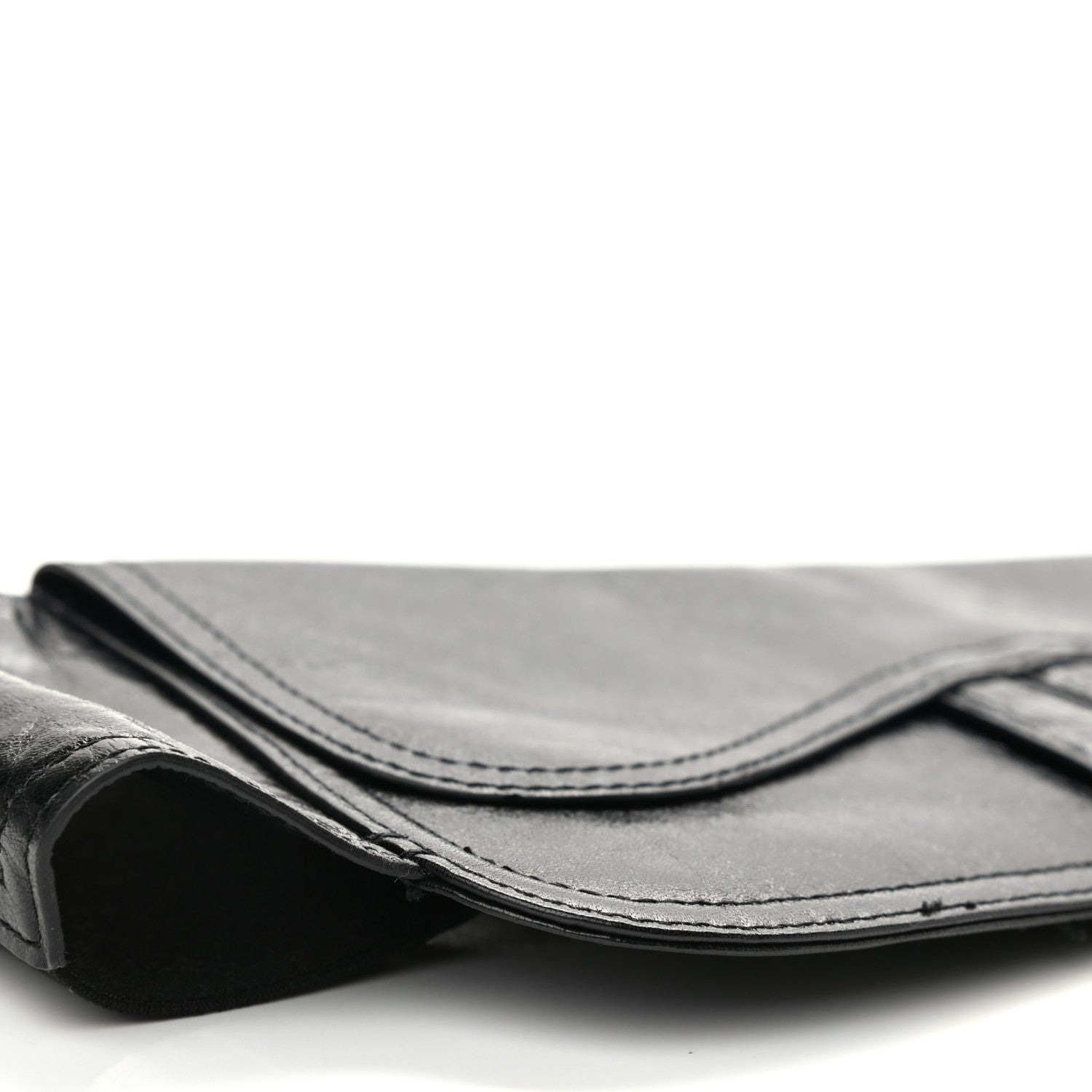 Christian Dior Crinkled Lambskin 135mm Saddle Belt Black 8 of 11