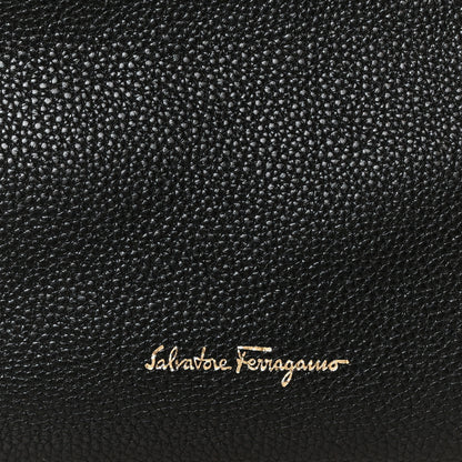Salvatore Ferragamo Hammered Calfskin Double Handle Medium Amy Tote Black 8 of 11